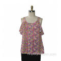 Dames chiffon blouse ruches mouw